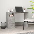 vidaXL Skrivebord med skuffer betonggrå 102x50x76 cm konstruerat trä 823036