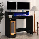 vidaXL Skrivebord med LED svart 97x45x90 cm konstruerat trä 805553