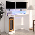 vidaXL Desk med LED högglans vit 97x45x90 cm konstruerat trä 805558