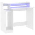 vidaXL Työpöytä med LED vit 97x45x90 cm konstruerat trä 805552