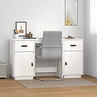 vidaXL Skrivbord med skåp vit 135x50x75 cm massiv furu 3107845