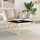 vidaXL Sofabord guld 80x80x40 cm rostfritt stål og glas 349972