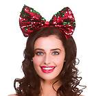 One Diadem med Paljettrosett Rød/Grön size