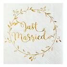 Santex Servetter Just Married White/Guld