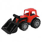 Plasto Röd Traktor med Frontlastare, 32 cm
