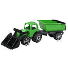 Plasto Grön Traktor med Frontlastare och Släp, 56 cm