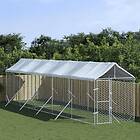 vidaXL Hundgård med tak silver 2x10x2,5 m galvaniserat stål 3190484