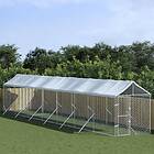vidaXL Hundgård med tak silver 2x14x2,5 m galvaniserat stål 3190485