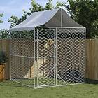 vidaXL Hundgård med tak silver 2x2x2,5 m galvaniserat stål 153675