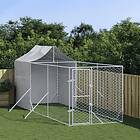 vidaXL Hundgård med tak silver 2x6x2,5 m galvaniserat stål 3190475