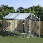 vidaXL Hundgård med tak silver 2x6x2,5 m galvaniserat stål 3190483