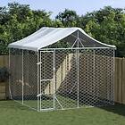 vidaXL Hundgård med tak silver3x3x2,5 m galvaniserat stål 3190486