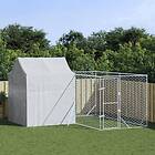vidaXL Hundgård med tak silver 4x4x2,5 m galvaniserat stål 3190478
