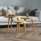 vidaXL Sidobord 3 delar ljusbrun MDF och järn 286093