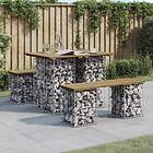 vidaXL Trädgårdsbench gabion-design 100x70x72 cm impregnerad furu 834367