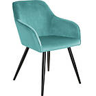 TecTake 4x Chair Marilyn Sammetsoptik turkos/svart
