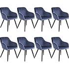 TecTake 8x Chair Marilyn Sammetsoptik blå/svart