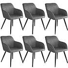 TecTake 6x Chair Marilyn tyg grå/svart