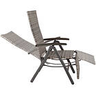 TecTake Fällbar stol i rotting med aluminiumram och fotstöd grå