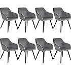 TecTake 8x Chair Marilyn Sammetsoptik grå/svart