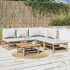 vidaXL Loungegrupp 6 delar ljusgråa dynor bambu 3155103