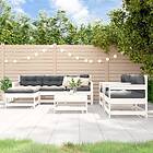 vidaXL Loungegrupp för trädgården med dynor 7 delar vit massivt trä 3185823
