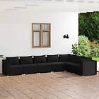 vidaXL Loungegrupp för trädgården med dynor 7 delar konstrotting svart 3101736