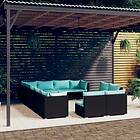 vidaXL Loungegrupp för trädgården med dynor 12delar konstrotting svart 3102841
