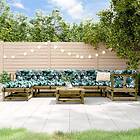 vidaXL Loungegrupp med dynor 8 delar impregnerad furu 3185849