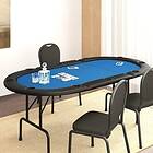 vidaXL Pokerbord för 10 spelare hopfällbart 208x106x3 cm blå 80403
