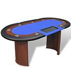 vidaXL Pokerbord för 10 spelare med dealerplats blå 80134