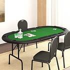 vidaXL Pokerbord för 10 spelare hopfällbart 206x106x75 cm grön 80402