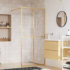 vidaXL Duschvägg med klart ESG-glas guld 80x195 cm 154943