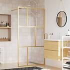 vidaXL Duschvägg med klart ESG-glas guld 100x195 cm 154957