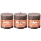 vidaXL Bolsius Blockljus Shine 3-pack 100x100 mm rustikgrå 440875