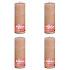 vidaXL Bolsius Rustika blockljus 4-pack 190x68 mm ljusrosa 440845