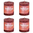 vidaXL Bolsius Rustika blockljus 4-pack 80x68 mm sammetsröd 440817