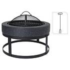 vidaXL ProGarden Eldstad med grill rund 50.5x50.5x37 cm svart 445893