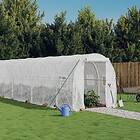 vidaXL Drivhus med stålram vit 32 m² 16x2x2 m 3188034