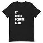 Fotomax T-shirt med bild texten "ÄT DRICK OCH VAR GLAD" Svart