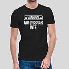 Fotomax T-shirt med bild texten "VARNING!" Svart
