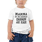 Fotomax T-shirt för barn med texten - "Mamma du är sparkad farmor är här" 130-140 / Rosa