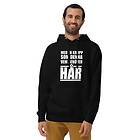 Fotomax Hoodie med texten "Med en kropp som denna vem behöver hår"