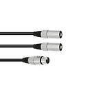 Omnitronic 1xXLR Fe > 2xXLR Ma 1m Black