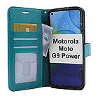 billigamobilskydd.se Crazy Horse Wallet Motorola Moto G9 Power (Turkos) 39442