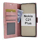 billigamobilskydd.se Lyx Standcase Wallet Nokia C21 Plus (Ljusrosa) 47437