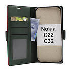 billigamobilskydd.se Lyx Standcase Wallet Nokia C22 C32 (Mörkgrön) 47923