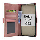 billigamobilskydd.se Lyx Standcase Wallet Nokia C22 C32 (Ljusrosa) 47920