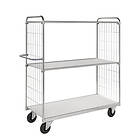 Kongamek Plockvagn Serie 9000 1790x650x1695mm, 300kg, Elförzinkad/Vit, Massivgummihjul, 2 fast 2 länk