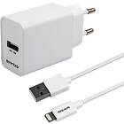 Essentials 12W Wall Charger with Cable Svart